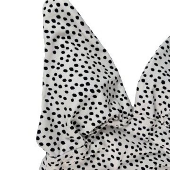 Old Navy Womens S Tall Cheetah Polka Dot One-Piece Swimsuit Ruffles UPF - Picture 5 of 12